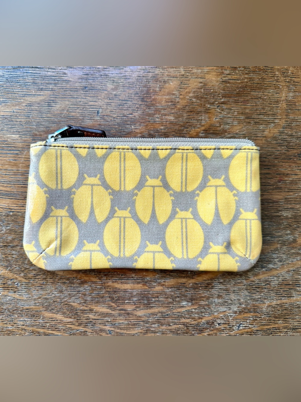 Fossil Yellow Bug Coated Canvas Pouch